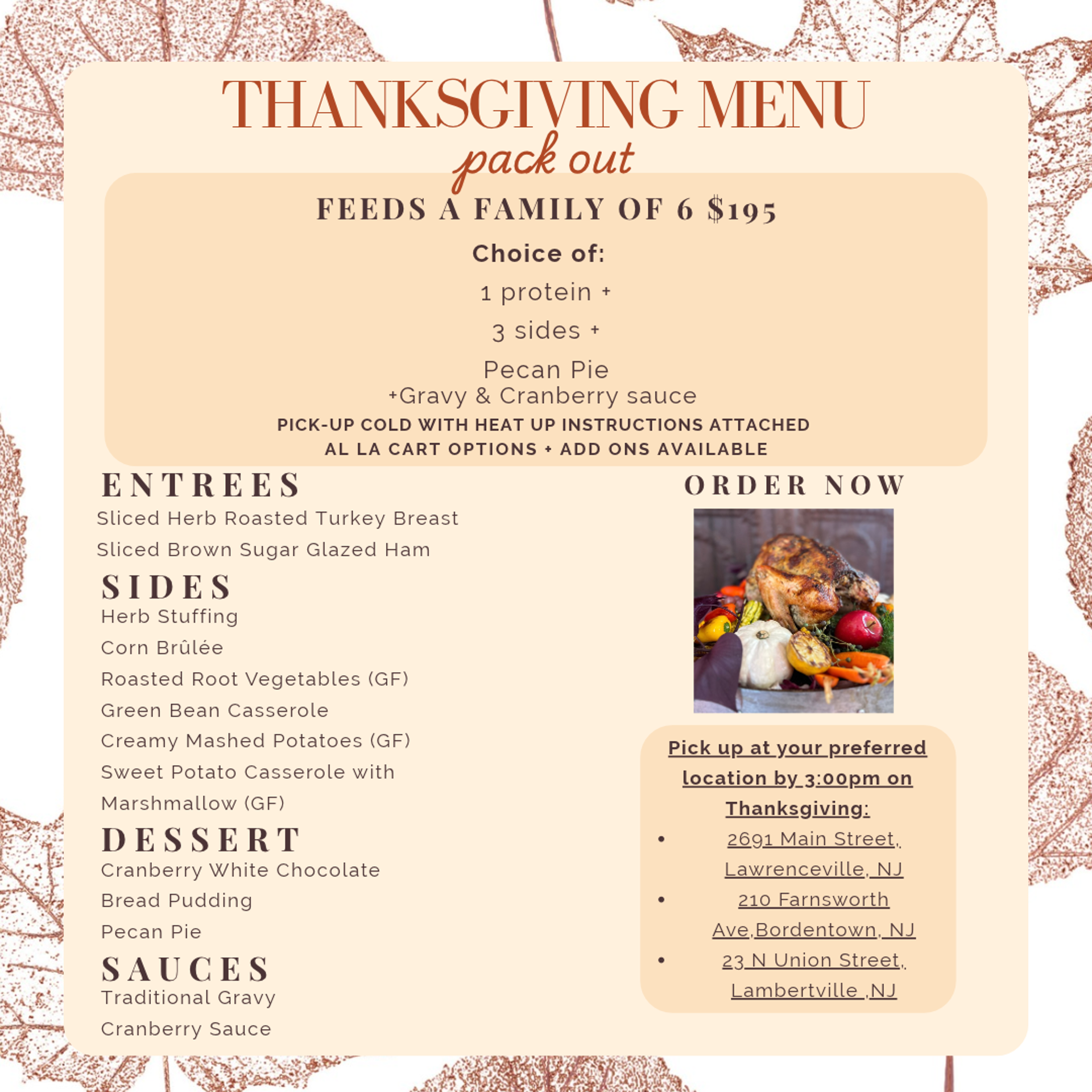 Make Thanksgiving Easy- $195 Feeds a Family of 6
